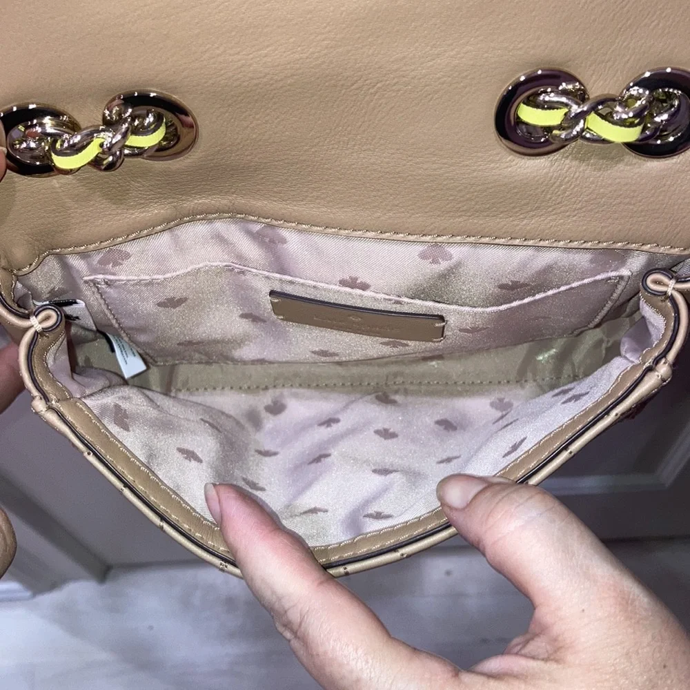 Kate Spade Tan White Yellow Briar Lane Quilted Mini Emelyn Purse Bag - Picture 8 of 16